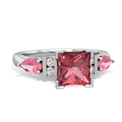 Pink Tourmaline 6Mm Princess Eternal Embrace Engagement 14K White Gold ring C2002