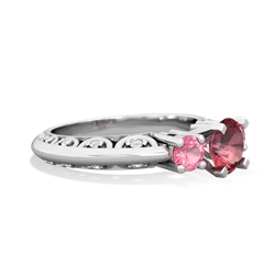 Pink Tourmaline Art Deco Eternal Embrace Engagement 14K White Gold ring C2003