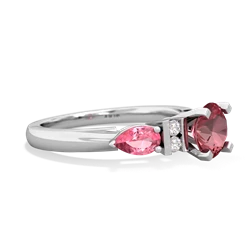 Pink Tourmaline 6Mm Round Eternal Embrace Engagement 14K White Gold ring R2005