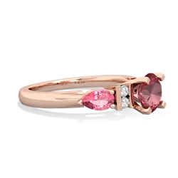 Pink Tourmaline 6Mm Round Eternal Embrace Engagement 14K Rose Gold ring R2005