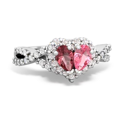 Pink Tourmaline Diamond Twist 'One Heart' 14K White Gold ring R2640HRT