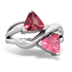 Pink Tourmaline Split Band Swirl 14K White Gold ring R2341