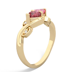 Pink Tourmaline Floral Elegance 14K Yellow Gold ring R5790