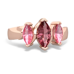 Pink Tourmaline Three Peeks 14K Rose Gold ring R2433