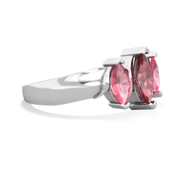 Pink Tourmaline Three Peeks 14K White Gold ring R2433