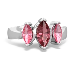 Pink Tourmaline Three Peeks 14K White Gold ring R2433