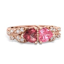 Pink Tourmaline Diamond Butterflies 14K Rose Gold ring R5601