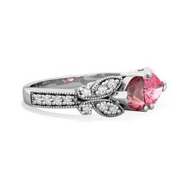 Pink Tourmaline Diamond Butterflies 14K White Gold ring R5601