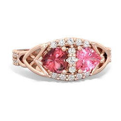 Pink Tourmaline Sparkling Celtic Knot 14K Rose Gold ring R2645