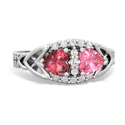 Pink Tourmaline Sparkling Celtic Knot 14K White Gold ring R2645