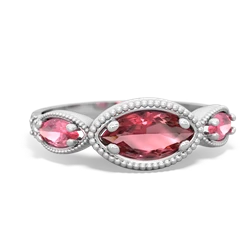 Pink Tourmaline Milgrain Marquise 14K White Gold ring R5700