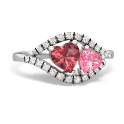 Pink Tourmaline Mother And Child 14K White Gold ring R3010