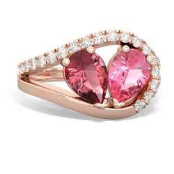 Pink Tourmaline Nestled Heart Keepsake 14K Rose Gold ring R5650