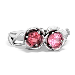 Pink Tourmaline Rose Garden 14K White Gold ring R5510