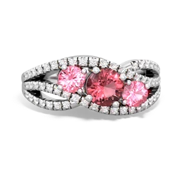 Pink Tourmaline Three Stone Aurora 14K White Gold ring R3080