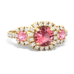 Pink Tourmaline Regal Halo 14K Yellow Gold ring R5350