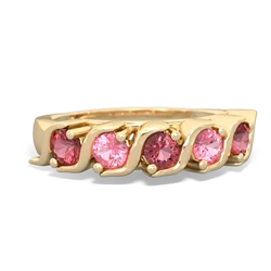 Pink Tourmaline Anniversary Band 14K Yellow Gold ring R2089