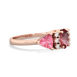 Pink Tourmaline Antique Style Three Stone 14K Rose Gold ring R2186