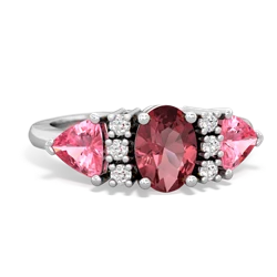 Pink Tourmaline Antique Style Three Stone 14K White Gold ring R2186