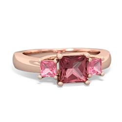 Pink Tourmaline Three Stone Trellis 14K Rose Gold ring R4015