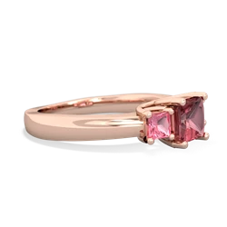 Pink Tourmaline Three Stone Trellis 14K Rose Gold ring R4015