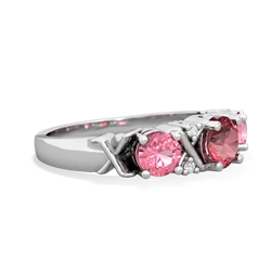 Pink Tourmaline Hugs And Kisses 14K White Gold ring R5016