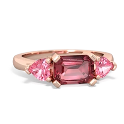 Pink Tourmaline Three Stone 14K Rose Gold ring R5235