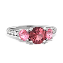 Pink Tourmaline Pave Trellis 14K White Gold ring R5500