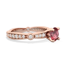 Pink Tourmaline Sparkling Tiara 6Mm Round 14K Rose Gold ring R26296RD