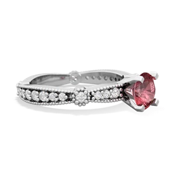 Pink Tourmaline Sparkling Tiara 6Mm Round 14K White Gold ring R26296RD