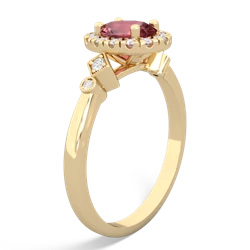 Pink Tourmaline Antique-Style Halo 14K Yellow Gold ring R5720