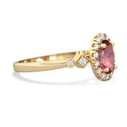 Pink Tourmaline Antique-Style Halo 14K Yellow Gold ring R5720