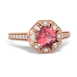 Pink Tourmaline Art-Deco Starburst 14K Rose Gold ring R5520