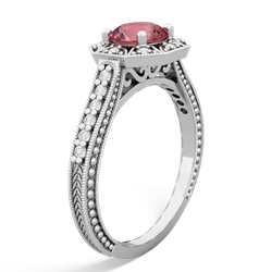 Pink Tourmaline Art-Deco Starburst 14K White Gold ring R5520