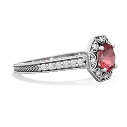 Pink Tourmaline Art-Deco Starburst 14K White Gold ring R5520