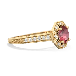 Pink Tourmaline Art-Deco Starburst 14K Yellow Gold ring R5520