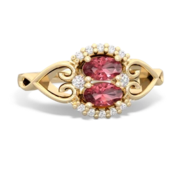 Pink Tourmaline Love Nest 14K Yellow Gold ring R5860