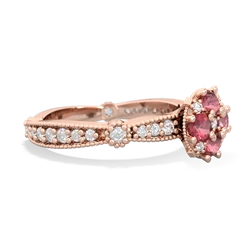 Pink Tourmaline Milgrain Antique Style 14K Rose Gold ring R26293RD