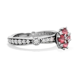 Pink Tourmaline Sparkling Tiara Cluster 14K White Gold ring R26293RD