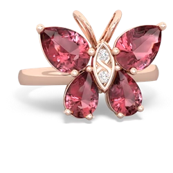 Pink Tourmaline Butterfly 14K Rose Gold ring R2215