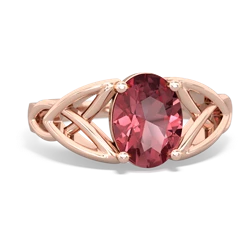 Pink Tourmaline Celtic Trinity Knot 14K Rose Gold ring R2389