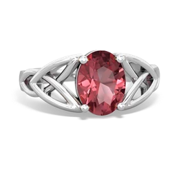 Pink Tourmaline Celtic Trinity Knot 14K White Gold ring R2389