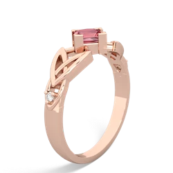 Pink Tourmaline Celtic Knot Princess 14K Rose Gold ring R3349