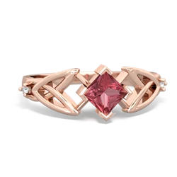 Pink Tourmaline Celtic Knot Princess 14K Rose Gold ring R3349