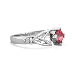 Pink Tourmaline Celtic Knot Princess 14K White Gold ring R3349