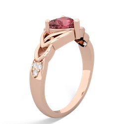 Pink Tourmaline Claddagh Celtic Knot Diamond 14K Rose Gold ring R5001