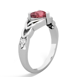 Pink Tourmaline Claddagh Celtic Knot Diamond 14K White Gold ring R5001