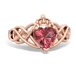 Pink Tourmaline Claddagh Celtic Knot 14K Rose Gold ring R2367