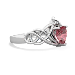 Pink Tourmaline Claddagh Celtic Knot 14K White Gold ring R2367