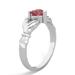 Pink Tourmaline Claddagh 14K White Gold ring R2370